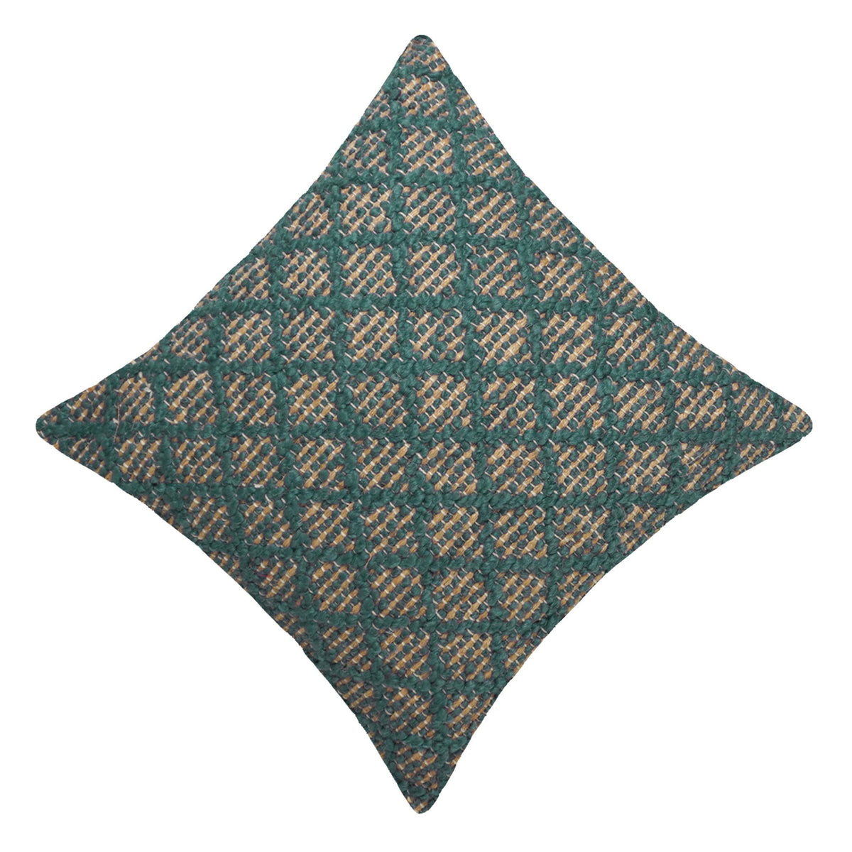 Handwoven Jute Cushion Cover 45x45 cm – Green & Natural Textured Boho Accent Pillow Cover