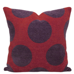 Modern Jacquard Geometric Polka Dot Cushion Cover 45x45 cm | Woven Cotton Blend Decorative Throw Pillow Cover | Hidden Zip | Red & Plum