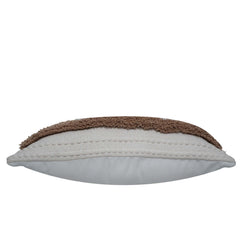 Handwoven Cotton Cushion Cover with Tufted Fringe Border | Decorative Boho Throw Pillow Cover | 45 x 45 cm | Ivory & Beige