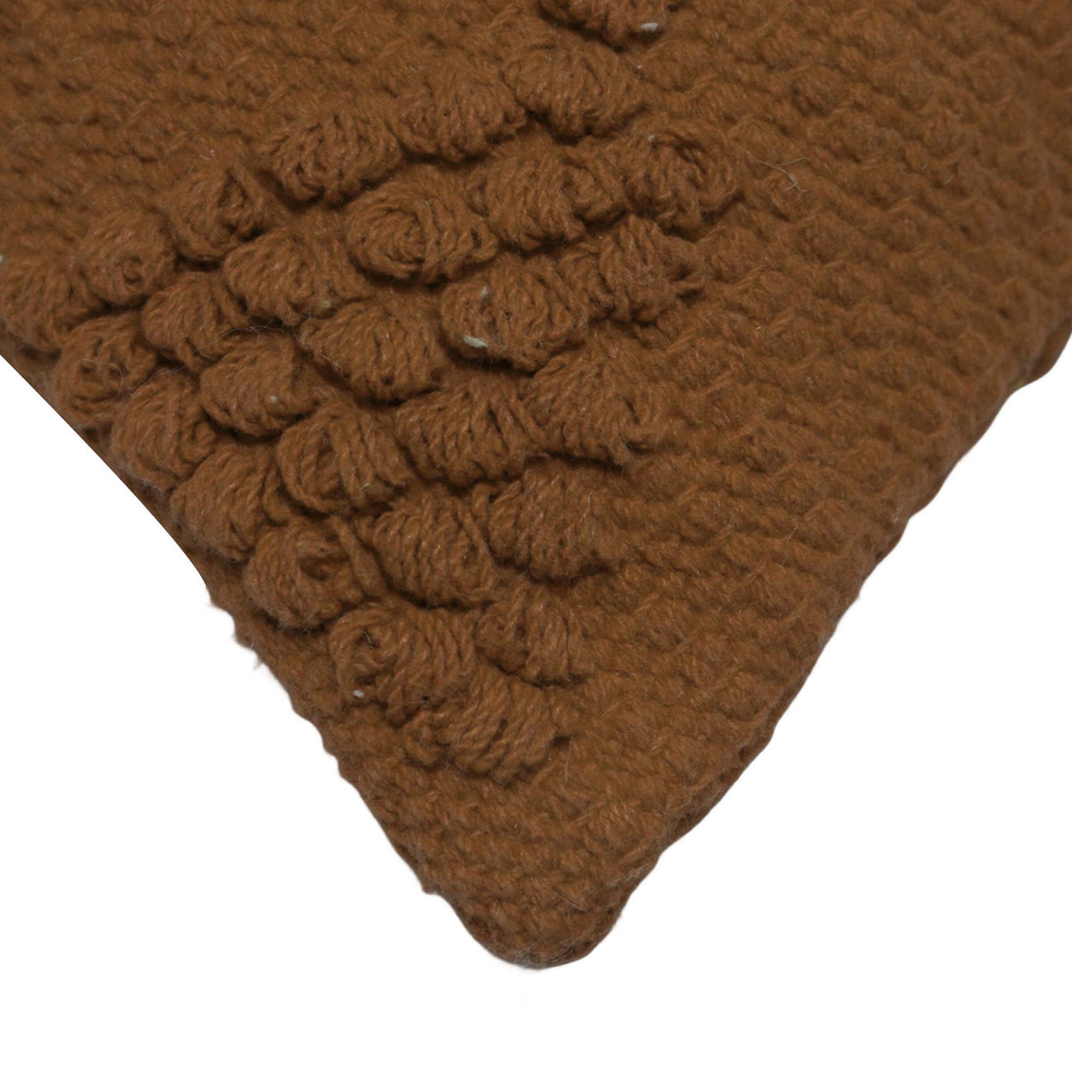 Handwoven Cotton Cushion Cover 45x45 cm | Brown Textured Geometric Tufted Design | Decorative Throw Pillow Cover with Hidden Zipper | Boho Modern Home Décor
