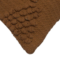 Handwoven Cotton Cushion Cover 45x45 cm | Brown Textured Geometric Tufted Design | Decorative Throw Pillow Cover with Hidden Zipper | Boho Modern Home Décor