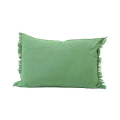 Soft Sage Green Fringed Cotton Cushion Cover – 35x50 cm Rectangular Decorative Pillow Cover