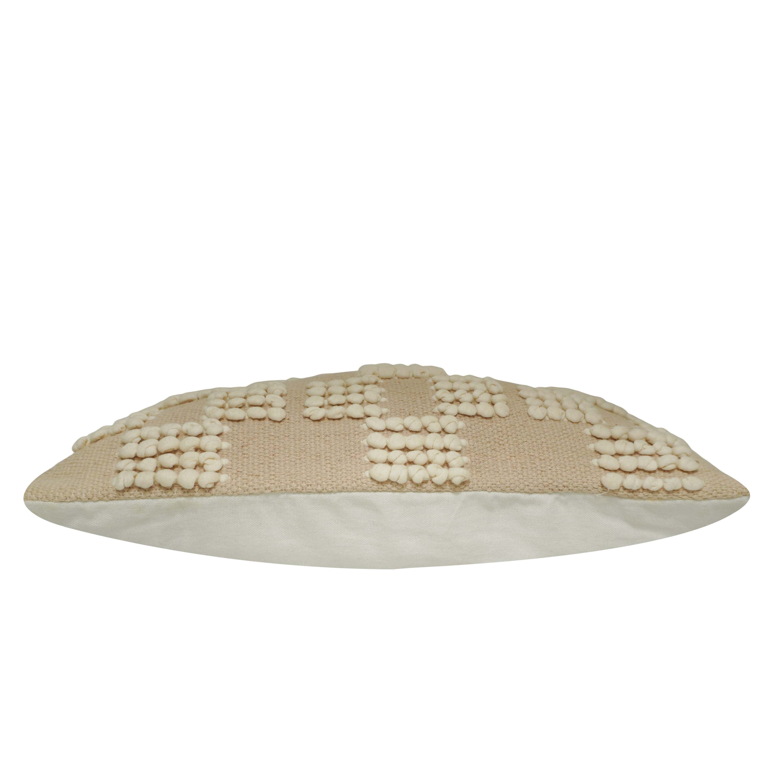 Handwoven Cotton Cushion Cover 45x45 cm | Textured Geometric Bobble Design | Decorative Throw Pillow Cover | Hidden Zip | Boho & Modern Home Décor