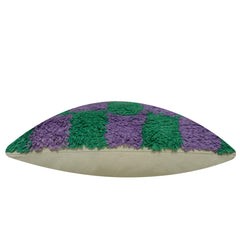 Handmade Tufted Cotton Cushion Cover 45x45 cm | Green & Lavender Checkerboard Design | Soft Textured Decorative Throw Pillow Cover | Hidden Zip | Modern Boho Home Décor
