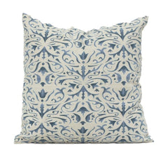 Bedruckter Kissenbezug aus Baumwolle – blaues Blumenranken-Design | Weicher dekorativer Kissenbezug für Sofa & Wohnzimmer (45x45 cm)