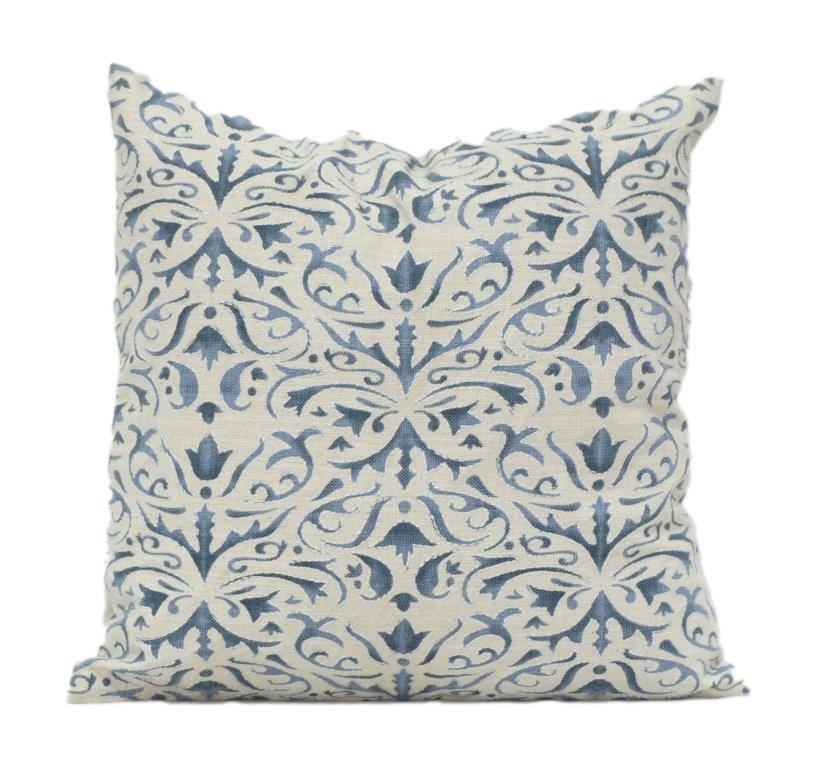 Cotton Printed Cushion Cover – Blue Floral Vine Design | Soft Decorative Pillow Cover for Sofa & Living Room (18x18 Inch)