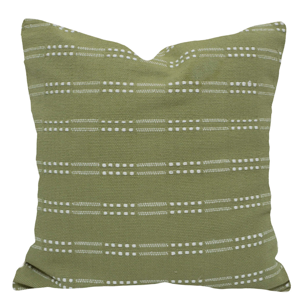 Handwoven Olive Green & White Textured Cushion Cover – 45 x 45 cm