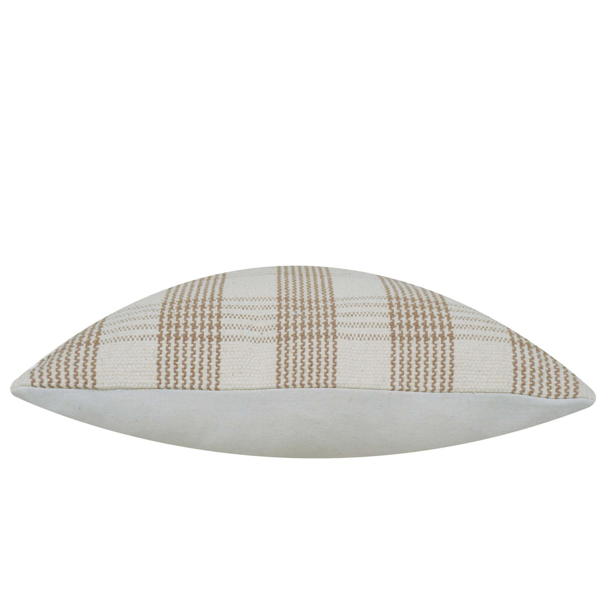 Beige and cream textured checkered handwoven cotton cushion cover 45x45 cm