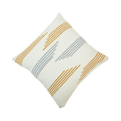 Handmade Cotton Cushion Cover 45x45 cm | Modern Geometric Embroidered Throw Pillow Cover | Ivory Decorative Cushion