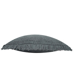 Handwoven Cotton Cushion Cover with Fringe Edge – Textured Solid Charcoal Grey Decorative Throw Pillow Cover, 45x45 cm (18x18 Inch)