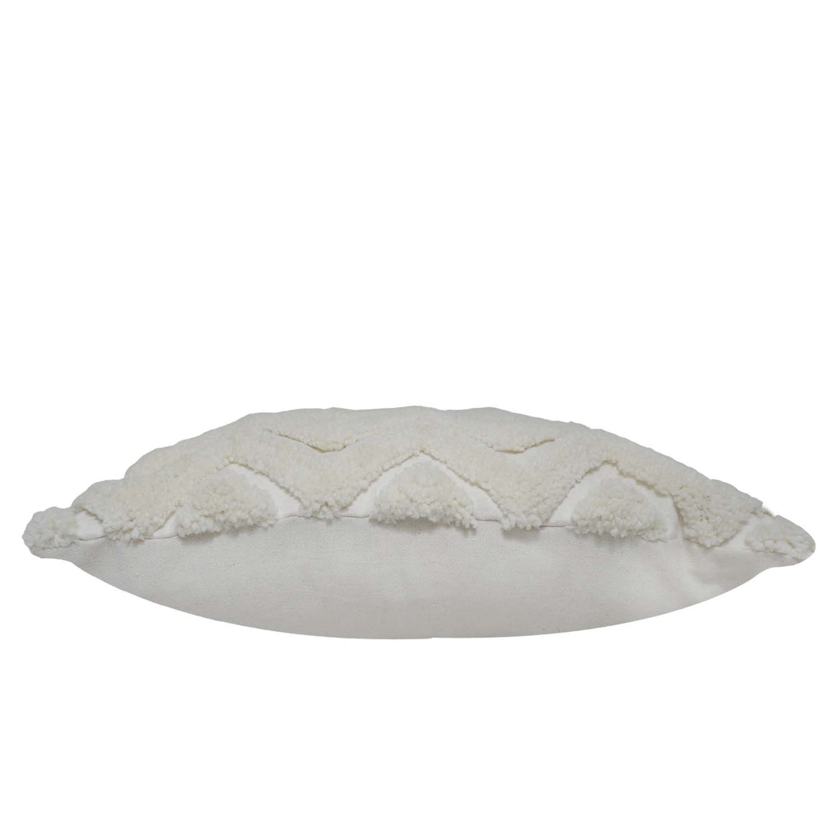 Ivory chevron textured tufted cotton cushion cover 45x45 cm