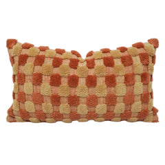 Rust & Beige Geometric Tufted Cotton Lumbar Cushion Cover 40x60 cm