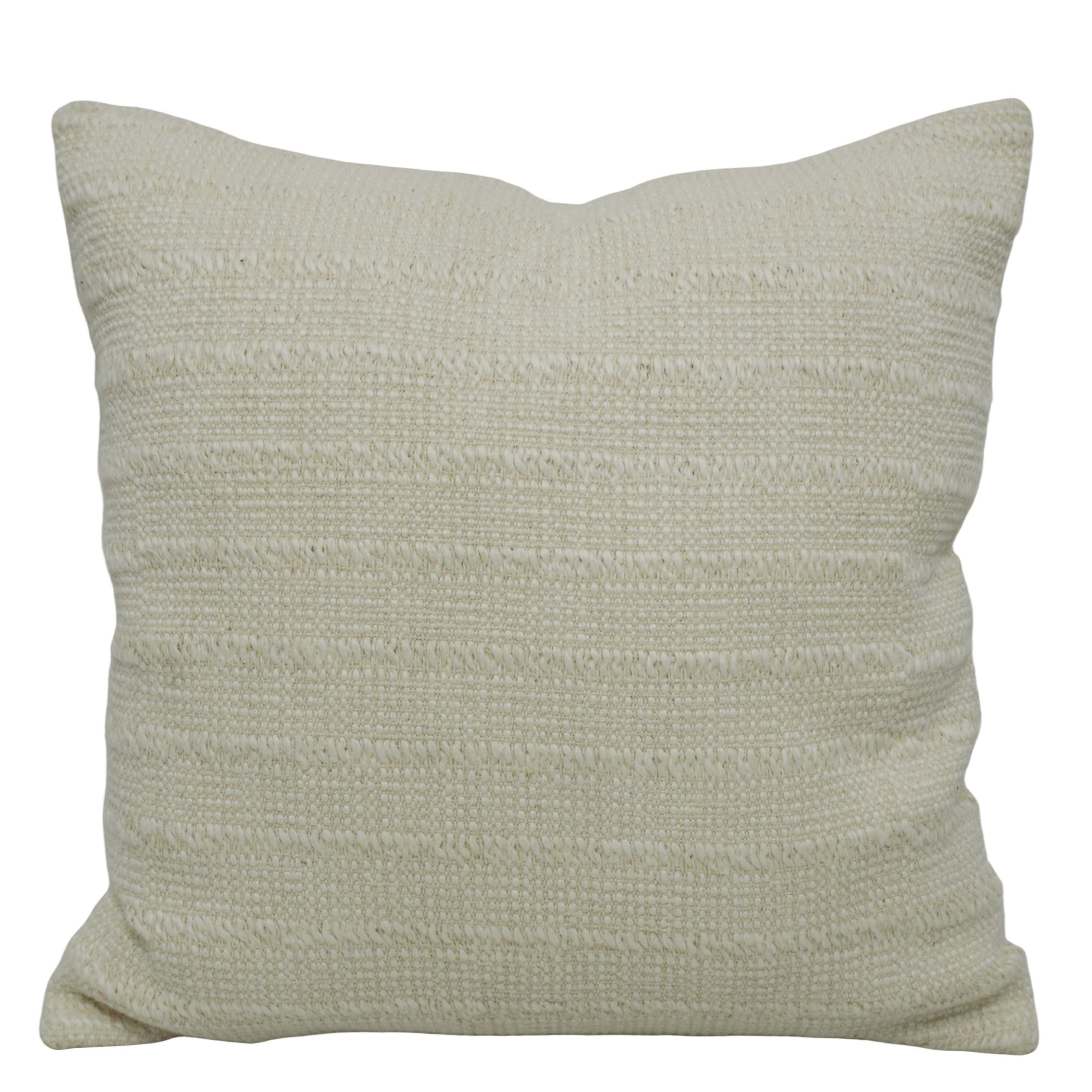 Handwoven Cotton Cushion Cover 45x45 cm | Textured Woven Throw Pillow Cover | Ivory Decorative Cushion Cover with Concealed Zipper | Boho & Modern Home Décor