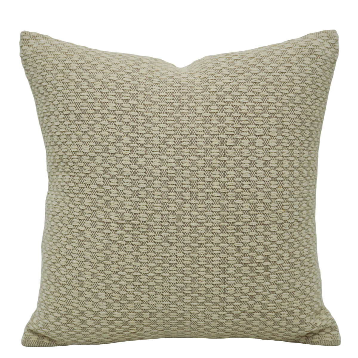 Handwoven Textured Cotton Cushion Cover 45x45 cm – Natural Sage Green & Ivory Woven Design