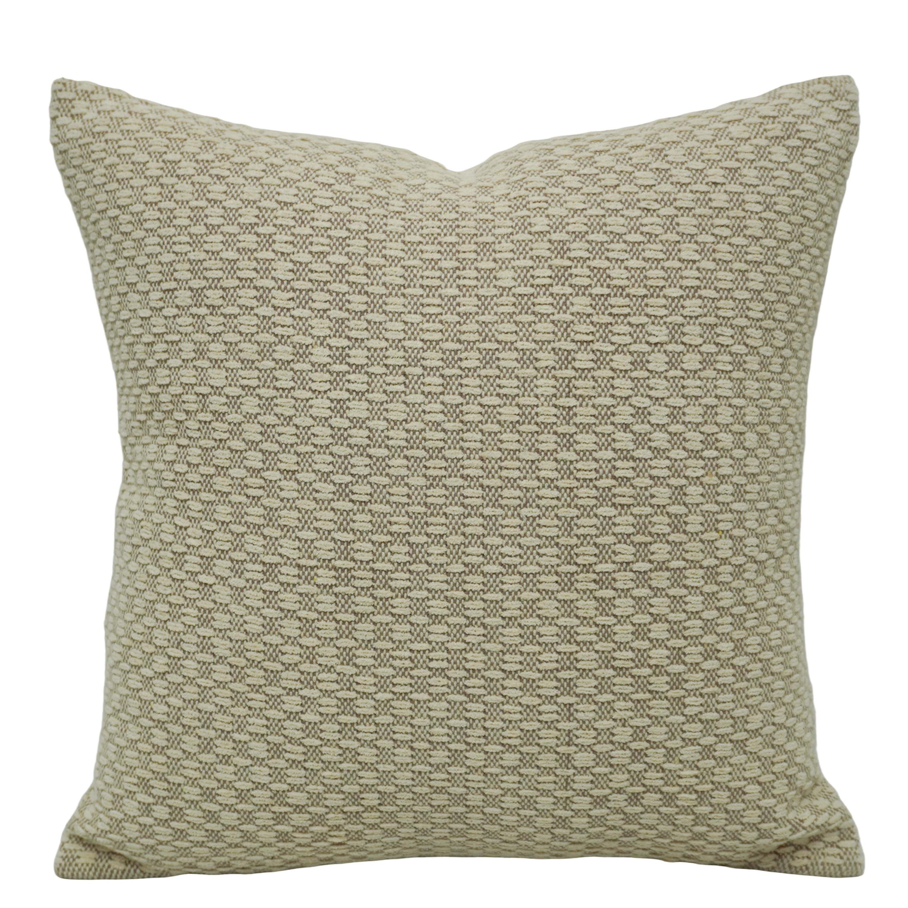 Handwoven Textured Cotton Cushion Cover 45x45 cm – Natural Sage Green & Ivory Woven Design