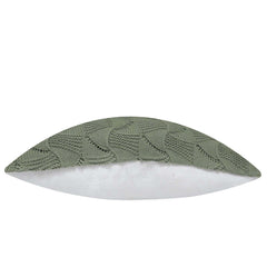 Knitted Olive Green Leaf Pattern Cushion Cover | Textured Decorative Cushion Cover 45 x 45 cm