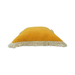 Mustard Yellow Cotton Cushion Cover with Tassel Fringe | Boho Decorative Pillow Cover | 45x45 cm