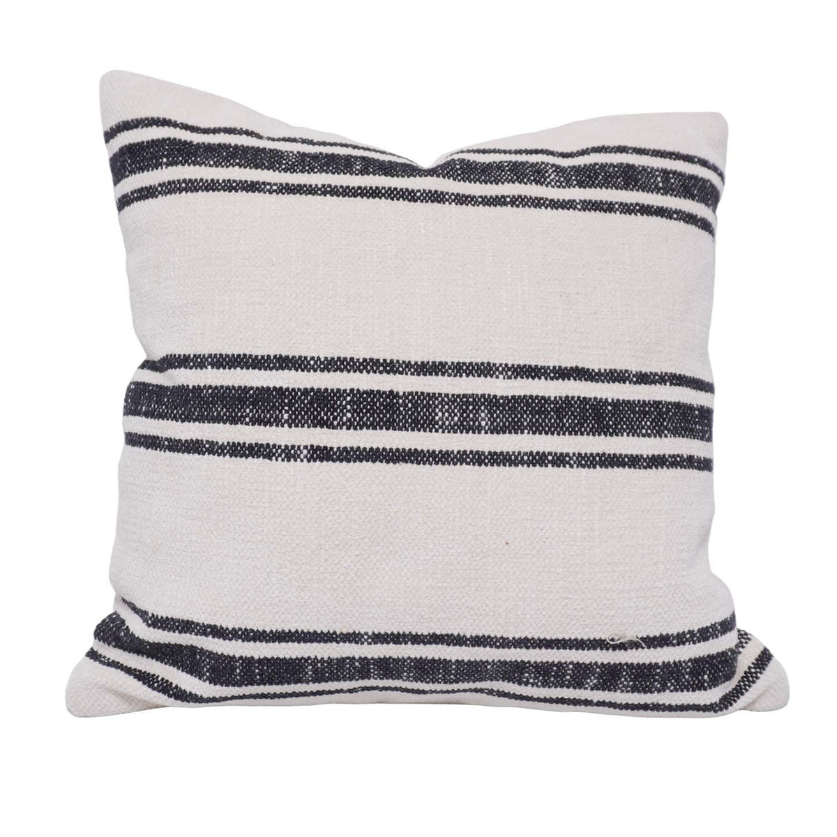 Handmade Black Stripe Cotton Cushion Cover 45x45 cm | Woven Decorative Throw Pillow Cover | Modern Farmhouse & Scandinavian Style - Bulk manufacturer & supplier from Panipat, India