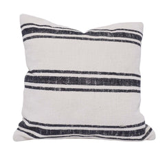 Handmade Black Stripe Cotton Cushion Cover 45x45 cm | Woven Decorative Throw Pillow Cover | Modern Farmhouse & Scandinavian Style