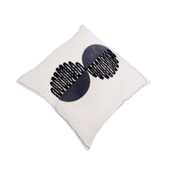 Modern Abstract Embroidered Cotton Cushion Cover 45x45 cm | Geometric Black & Grey Design | Decorative Throw Pillow Cover