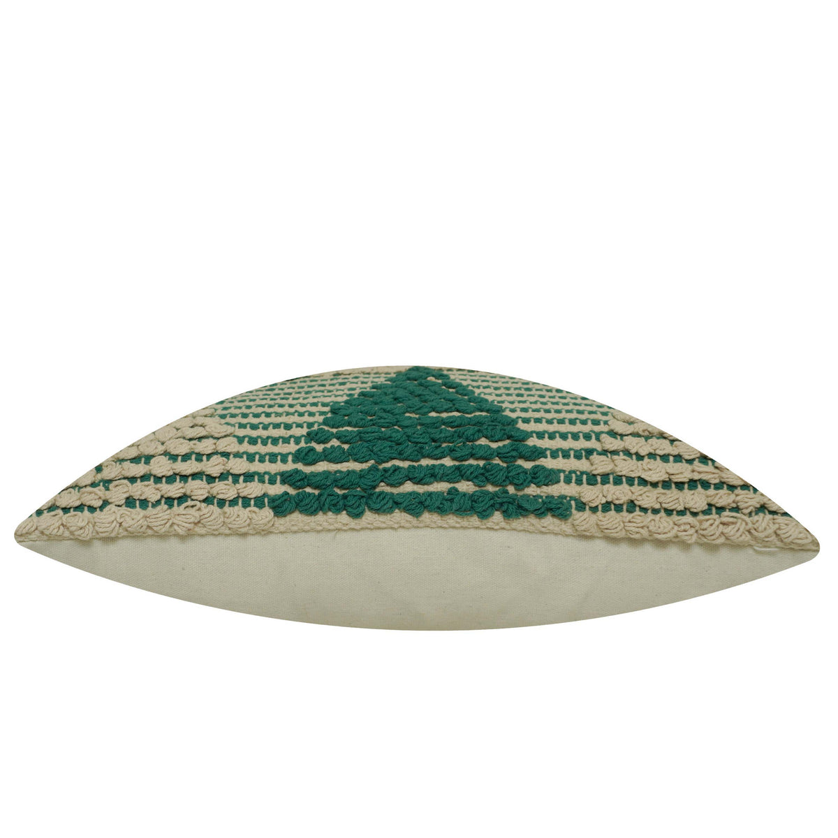 Handwoven Cotton Cushion Cover 45x45 cm | Green & Natural Textured Geometric Tufted Design | Decorative Throw Pillow Cover | Hidden Zipper | Boho Home Décor