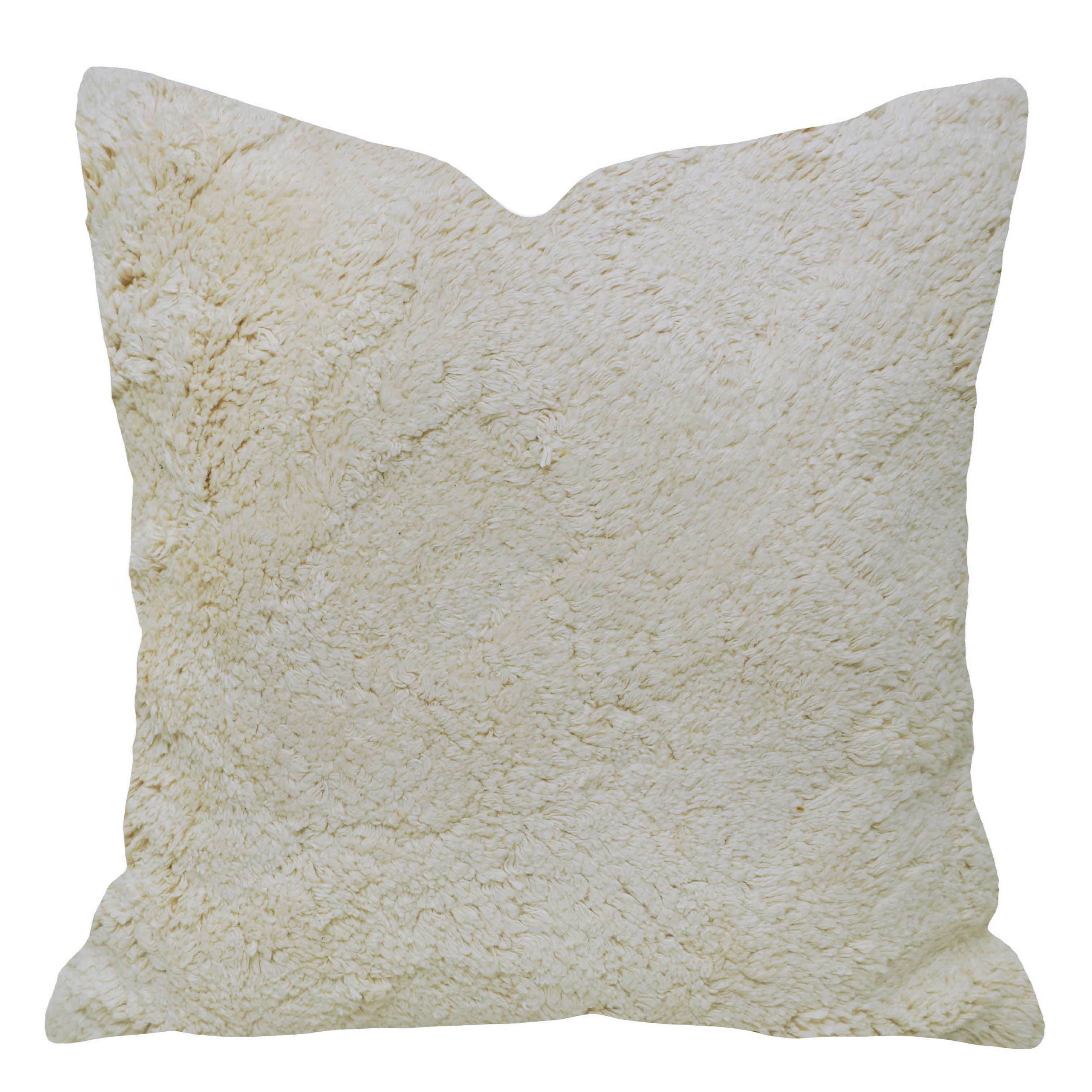 Tufted Textured Cushion Cover 45 x 45 cm – Ivory Cream Shaggy Design