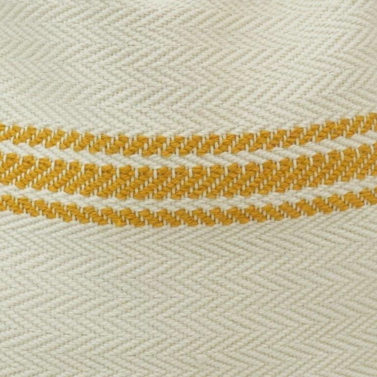 Handwoven Cotton Cushion Cover with Mustard Stripe | 45x45 cm | Cream Textured Throw Pillow Cover