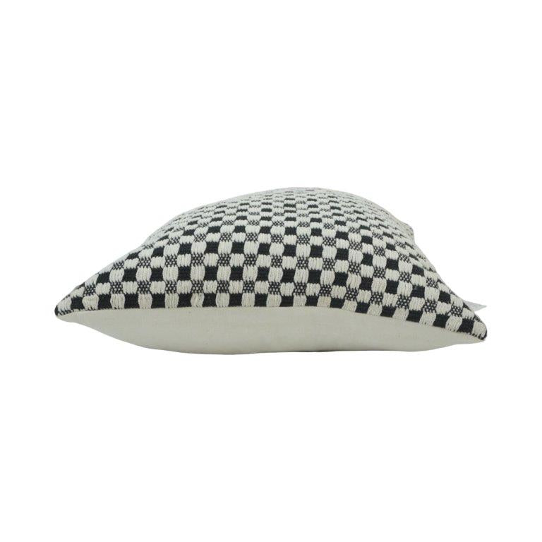 Black & White Checkered Cotton Cushion Cover | Textured Woven Design | 45x45 cm - Bulk manufacturer & supplier from Panipat, India