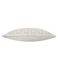 Machine Embroidered Cotton Cushion Cover 40x60 cm | Geometric Tribal Pattern | Decorative Lumbar Cushion Cover with Concealed Zipper | Beige & Brown