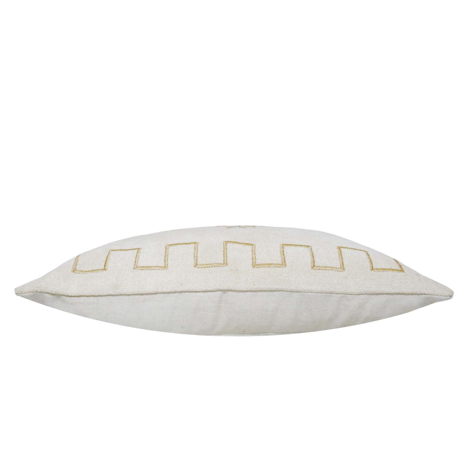 Machine Embroidered Cotton Cushion Cover 40x60 cm | Geometric Tribal Pattern | Decorative Lumbar Cushion Cover with Concealed Zipper | Beige & Brown