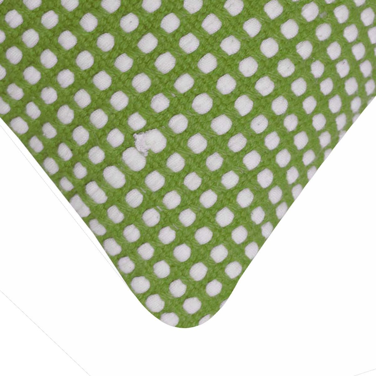 Handwoven Cotton Cushion Cover – Green & White Geometric Dot Pattern, 45 x 45 cm