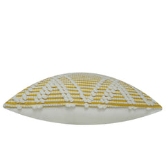 Handwoven Cotton Cushion Cover 45x45 cm | Textured Geometric Diamond Pattern | Mustard & Ivory Decorative Throw Pillow Cover | Boho Modern Home Décor | Hidden Zipper