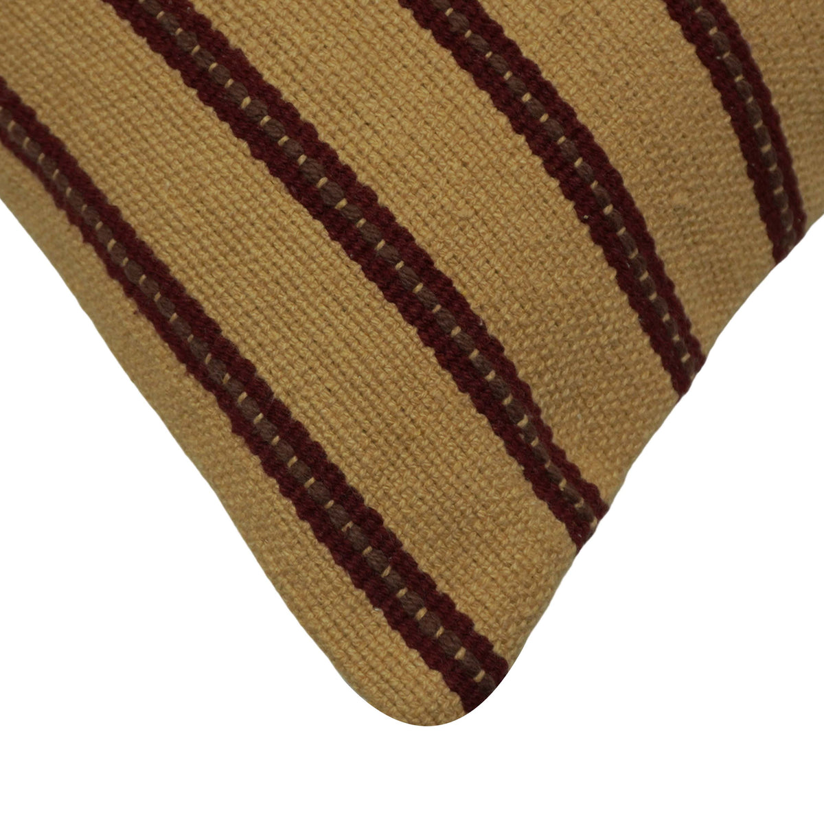 Handwoven Cotton Striped Cushion Cover 45x45 cm | Beige & Brown Woven Decorative Throw Pillow Cover | Hidden Zipper | Modern Rustic Home Décor