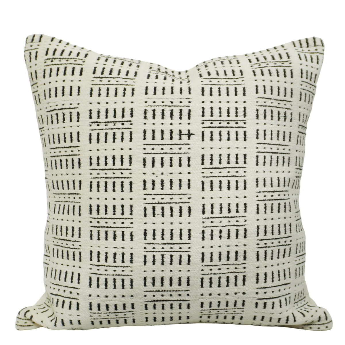Geometric Jacquard Cotton Cushion Cover 45x45 cm | Woven Textured Throw Pillow Cover | Black & Ivory Decorative Cushion Cover | Hidden Zipper | Modern Boho Home Décor