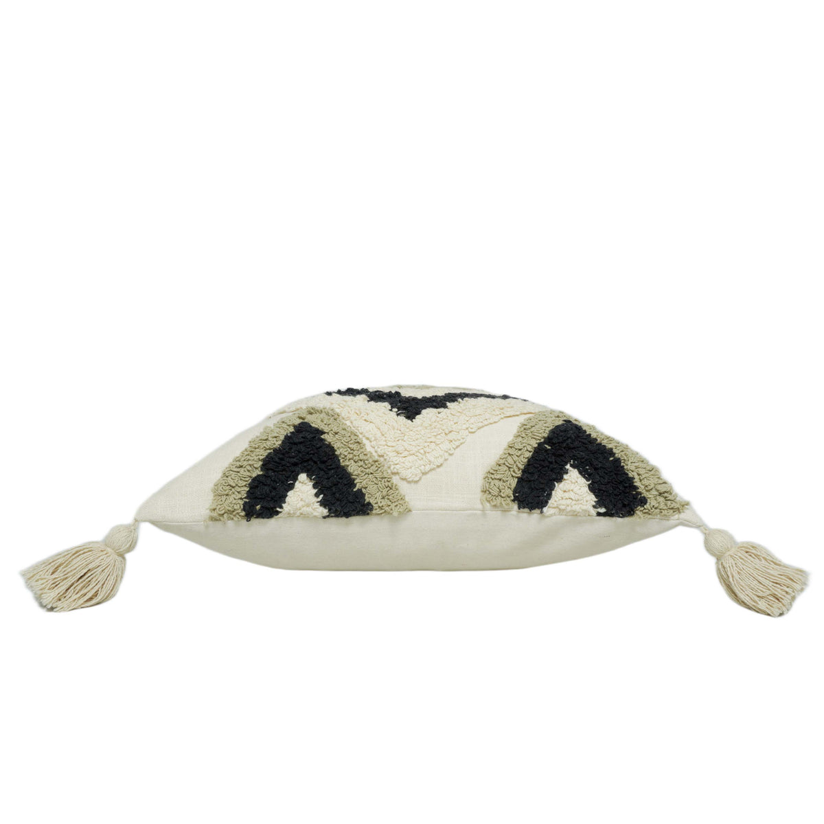 Tufted Geometric Cushion Cover 45x45 cm | Beige, Sage Green & Black Textured Cushion Cover
