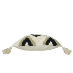 Tufted Geometric Cushion Cover 45x45 cm | Beige, Sage Green & Black Textured Cushion Cover