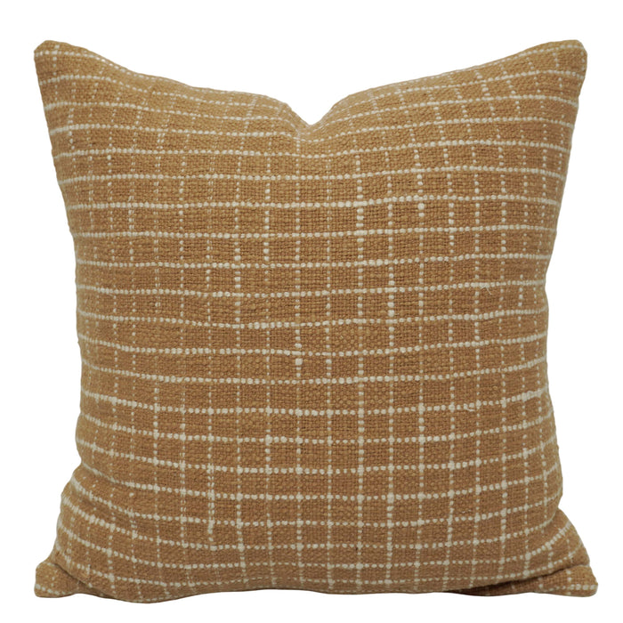 Handwoven Cotton Cushion Cover 45x45 cm | Brown & Ivory Grid Pattern | Textured Woven Decorative Pillow Cover | Hidden Zip | Modern Boho Home Décor