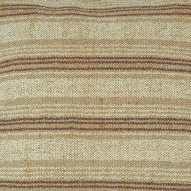 Handmade Striped Cotton Cushion Cover 45x45 cm | Neutral Woven Throw Pillow Cover | Beige Boho Decorative Cushion - Bulk manufacturer & supplier from Panipat, India