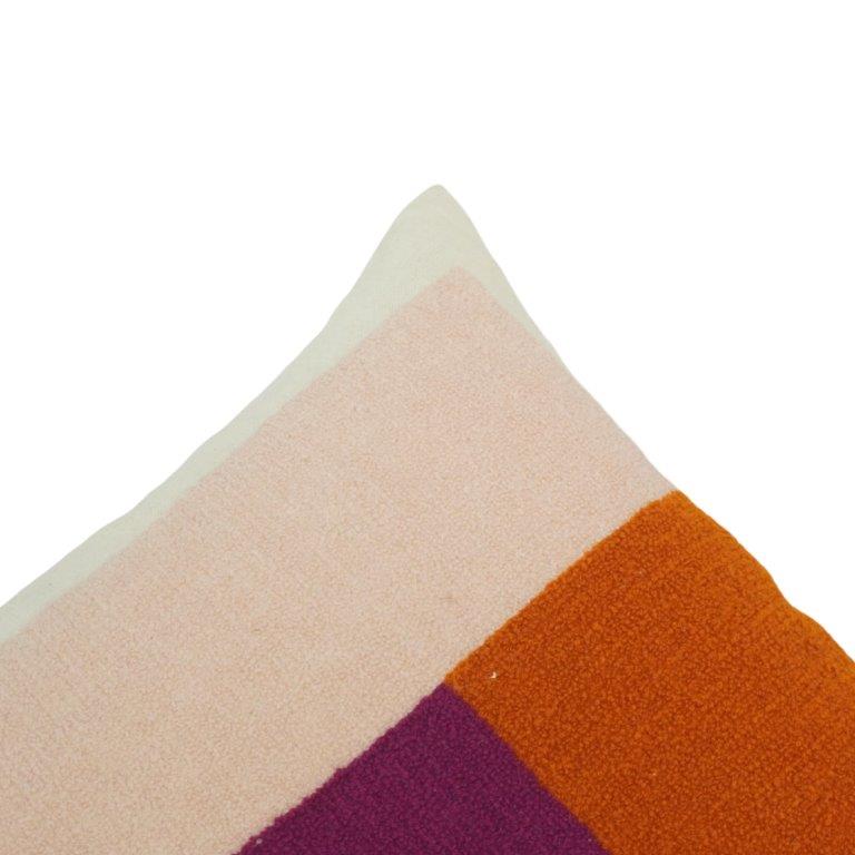 Abstract Embroidered Cotton Cushion Cover 45x45 cm | Modern Textured Decorative Pillow Cover in Plum, Blush & Rust - Bulk manufacturer & supplier from Panipat, India