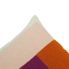 Abstract Embroidered Cotton Cushion Cover 45x45 cm | Modern Textured Decorative Pillow Cover in Plum, Blush & Rust