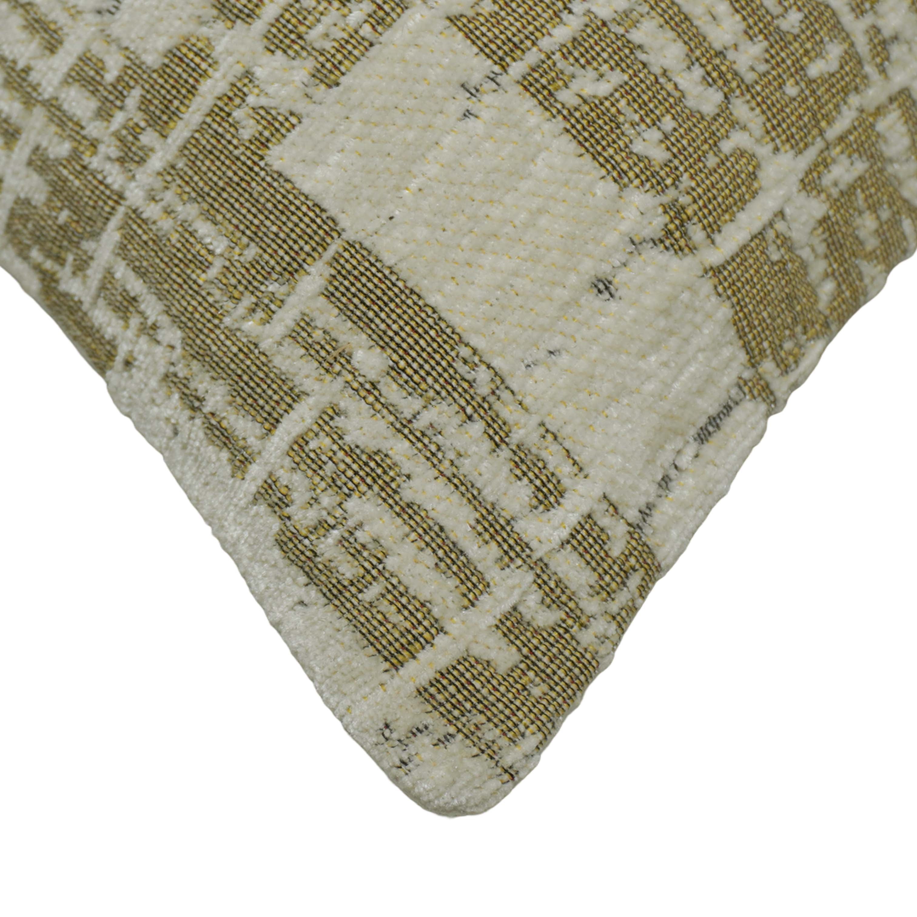 Modern Geometric Jacquard Cushion Cover 45x45 cm | Woven Textured Decorative Throw Pillow Cover | Hidden Zip | Beige & Olive Green