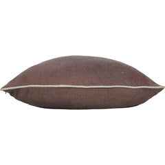 Chocolate Brown Textured Cotton Cushion Cover with Contrast Piping – 45x45 cm | Minimal Modern Sofa Pillow Cover