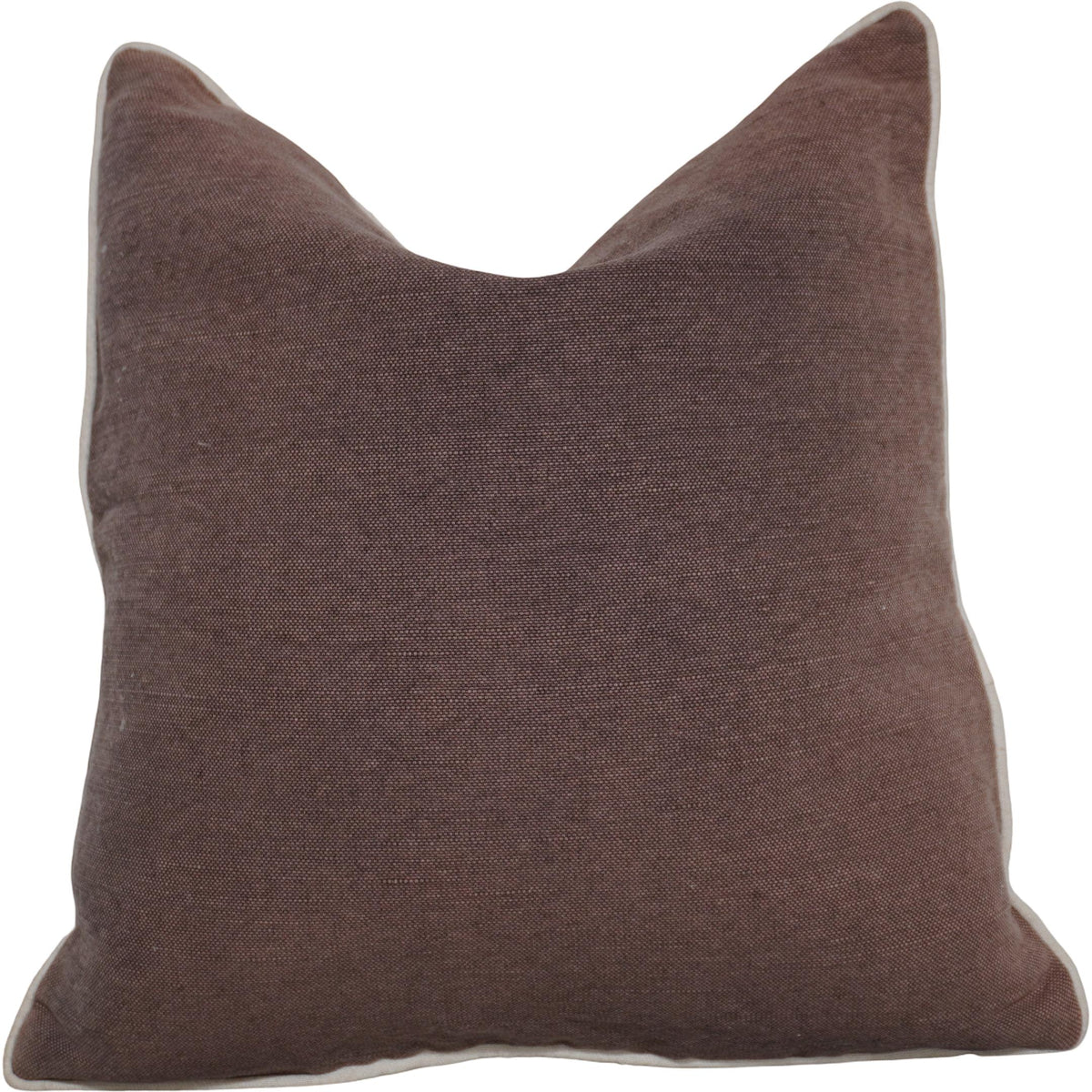 Chocolate Brown Textured Cotton Cushion Cover with Contrast Piping – 45x45 cm | Minimal Modern Sofa Pillow Cover - Bulk manufacturer & supplier from Panipat, India