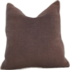 Chocolate Brown Textured Cotton Cushion Cover with Contrast Piping – 45x45 cm | Minimal Modern Sofa Pillow Cover