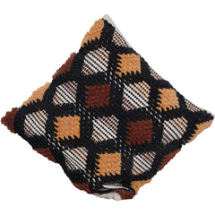 Handmade Tufted Cotton Cushion Cover 45x45 cm | Geometric Boho Throw Pillow Cover | Black & Beige Textured Cushion
