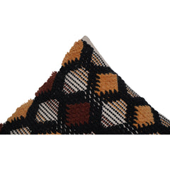 Handmade Tufted Cotton Cushion Cover 45x45 cm | Geometric Boho Throw Pillow Cover | Black & Beige Textured Cushion