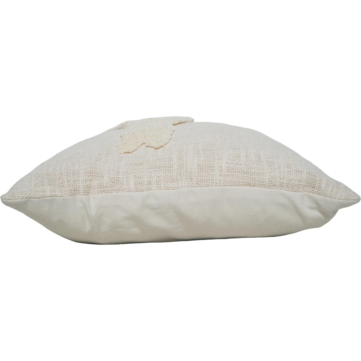 Tufted Bunny & Tree Cotton Cushion Cover – 45x45 cm | Handmade Textured Decorative Pillow Cover in Natural Beige - Bulk manufacturer & supplier from Panipat, India