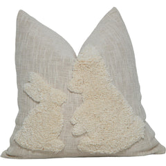 Tufted Bunny & Tree Cotton Cushion Cover – 45x45 cm | Handmade Textured Decorative Pillow Cover in Natural Beige