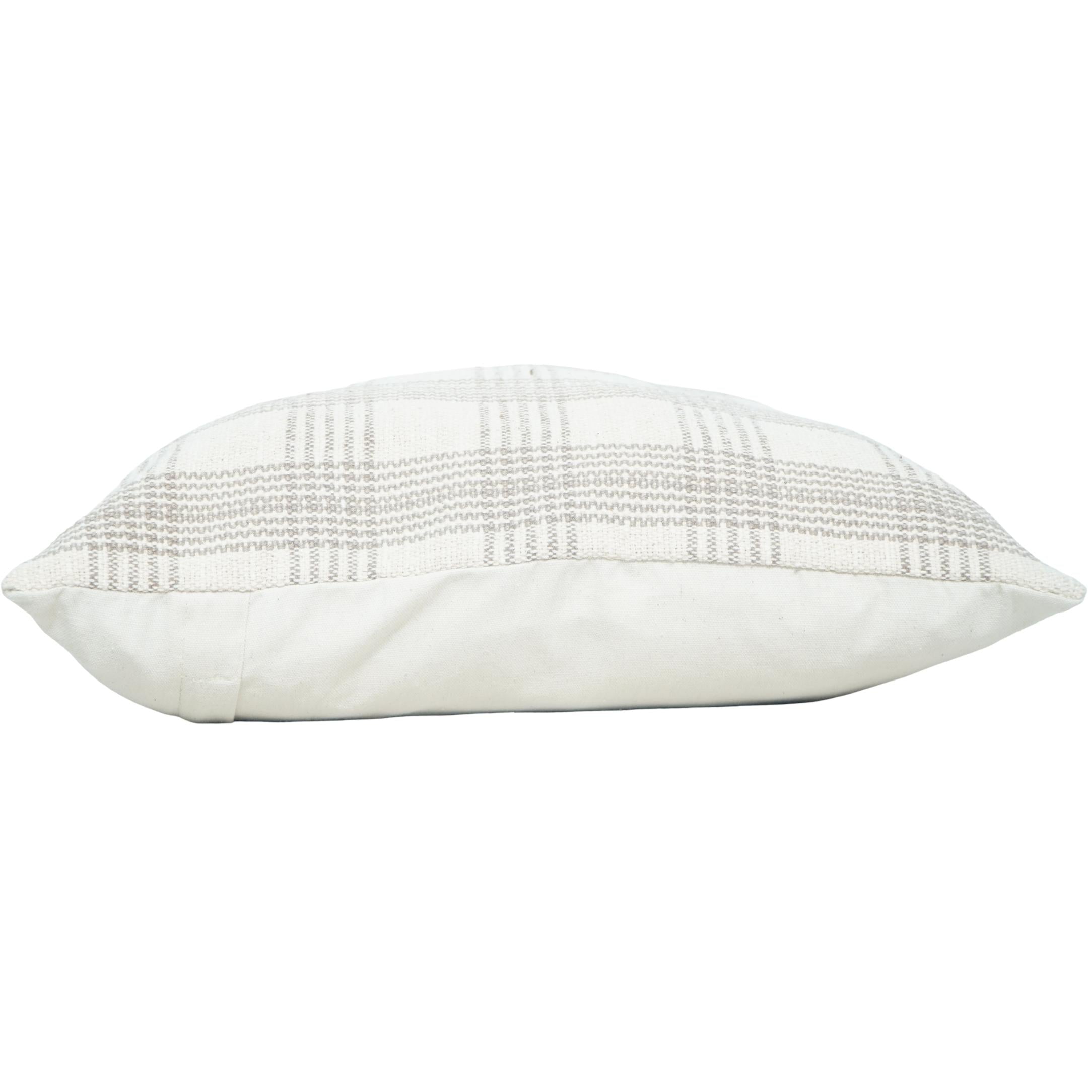Handmade Cotton Plaid Cushion Cover 45x45 cm | Neutral Checkered Throw Pillow Cover | Woven Farmhouse Décor