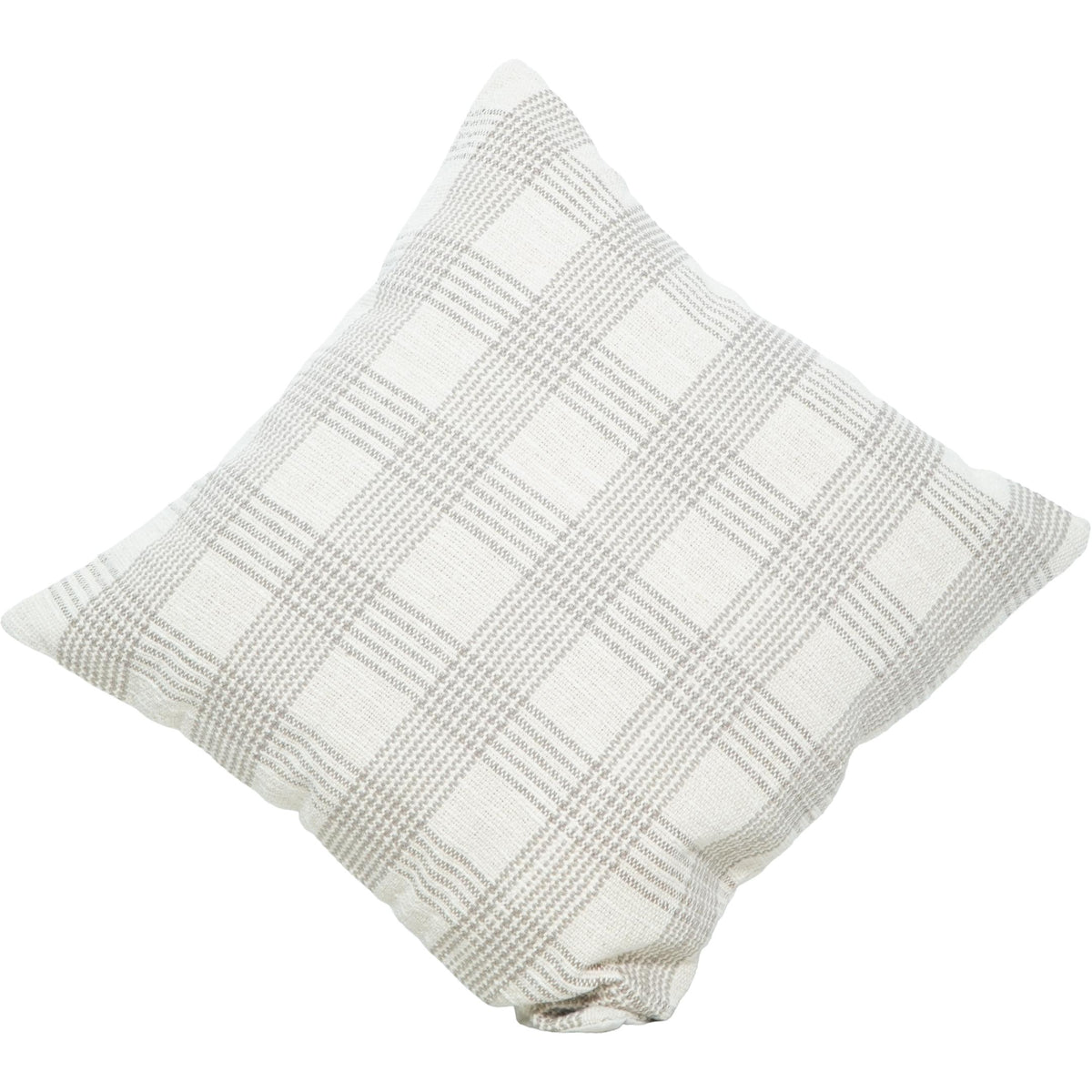 Handmade Cotton Plaid Cushion Cover 45x45 cm | Neutral Checkered Throw Pillow Cover | Woven Farmhouse Décor - Bulk manufacturer & supplier from Panipat, India